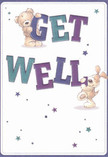 With infectious cheer, this get well card shines forth as two delightful characters-a teddy bear and a playful puppy-balance and hold the words 'Get Well' in joyful unity. Their expressive faces and soft-looking fur seem to radiate the warmth typical of South Ruislip's neighbourly spirit, creating a card that feels both loving and familiar. The indigo and teal hues used in the text contrast brightly with a soft, cream-white background, sparking hope and lightness. Scattered stars in a gradient of blues and purples twinkle across the design, evoking a sense of possibility, much like the optimistic mood at local South Ruislip gatherings. The detailed, tactile illustration invites the imagination to feel the comfort these friends offer, transforming a simple message into an outpouring of encouragement. Pairing this card with a fresh, hand-arranged bouquet makes for an especially meaningful gesture to anyone in the local community receiving it during their recovery.